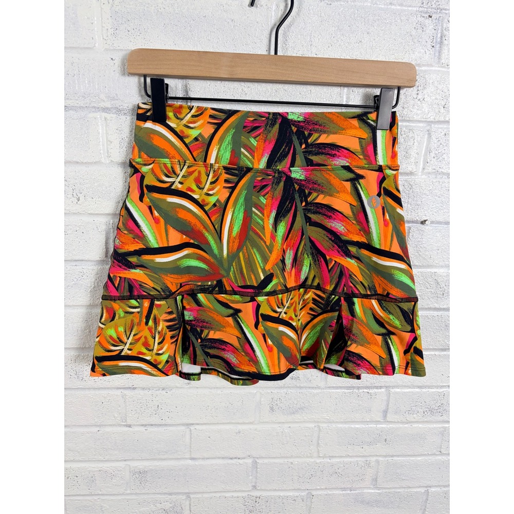Dona Jo JoJo Skort Womens Size 1 S Orange Tropical Palm Tennis Golf Skirt